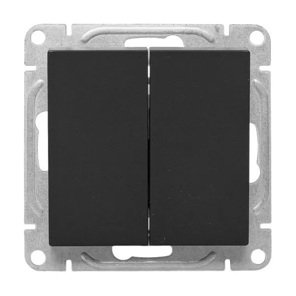 Механизм выключателя 2-клавишного EKF 10А Эпика черный