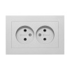 Двойная розетка EKF без заземления 2х2P 16А с рамкой Эпика алюминий