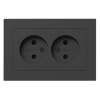 Двойная розетка EKF без заземления 2х2P 16А с защитными шторками с рамкой Эпика черный
