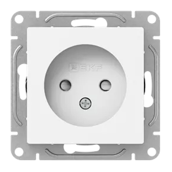 Механизм розетки EKF 2P без заземления 16А с защитными шторками Эпика белый