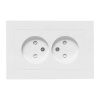 Двойная розетка EKF без заземления 2х2P 16А с защитными шторками с рамкой Эпика белый