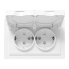 Двойная розетка EKF 2х2P+E 16А с защитными шторками с крышкой с рамкой IP44 Эпика белый