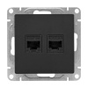 Механизм двойной компьютерной розетки EKF RJ45 кат.5 Эпика черный
