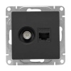 Механизм розетки EKF TV+RJ45 (cat5) Эпика черный