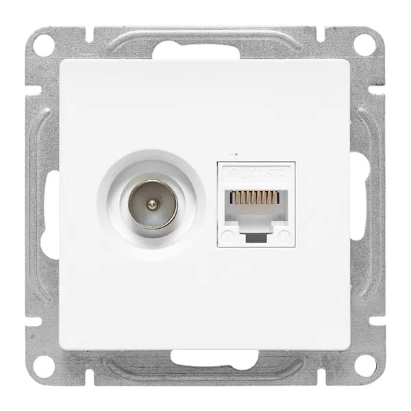 Механизм розетки EKF TV+RJ45 (cat5) Эпика белый