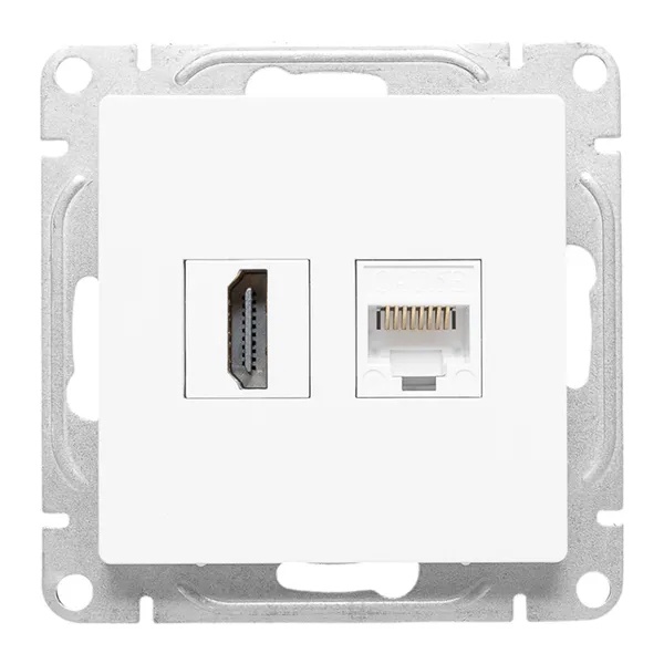 Механизм розетки EKF HDMI+RJ45 (cat5) Эпика белый