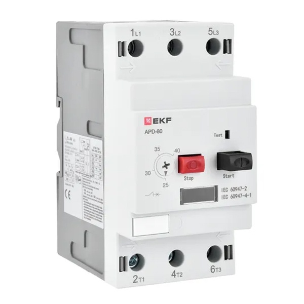 Автомат пуска двигателя EKF АПД-80 40-63А (New) (автомат защиты двигателя)