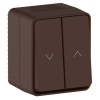 Двухклавишный кнопочный выключатель для управления жалюзи SE AtlasDesign Profi54 10A IP54 коричневый