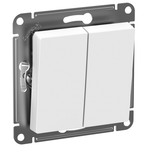 Двухклавишный переключатель SE AtlasDesign 10A быстрозажимные клеммы IP44, белый