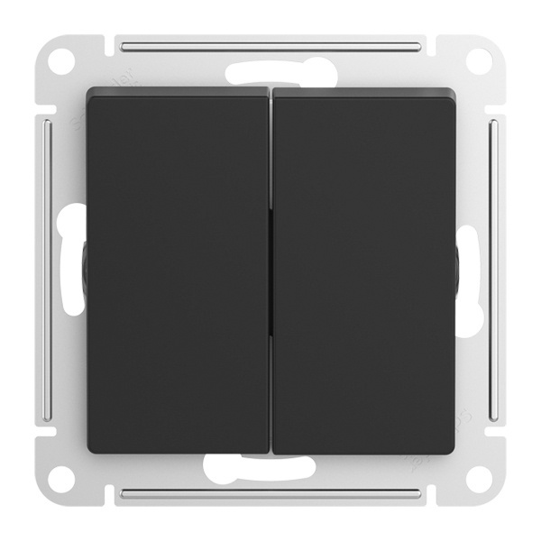 Двухклавишный переключатель SE AtlasDesign 10A быстрозажимные клеммы IP44 Aqua, карбон