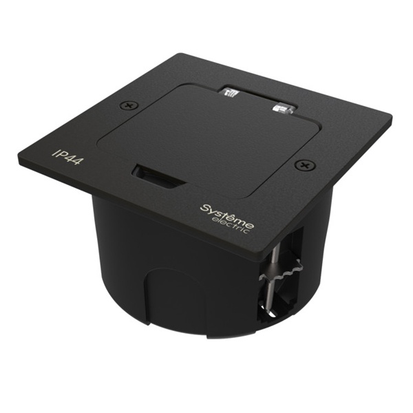 Лючок SE MultiDesk MDK20 на 2 модуля с монтажной коробкой в стену,фальшпол,стол черный матовый IP44