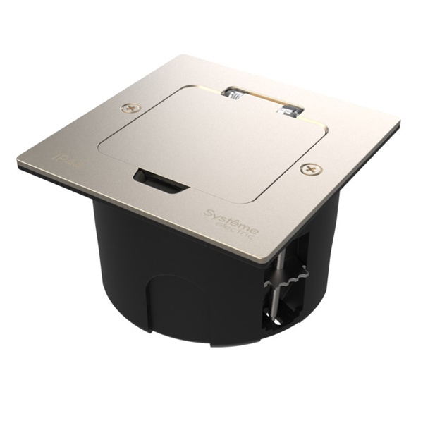 Лючок SE MultiDesk MDK20 на 2 модуля с монтажной коробкой в стену,фальшпол,стол никель IP44