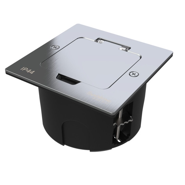 Лючок SE MultiDesk MDK20 на 2 модуля с монтажной коробкой в стену,фальшпол,стол серебро IP44