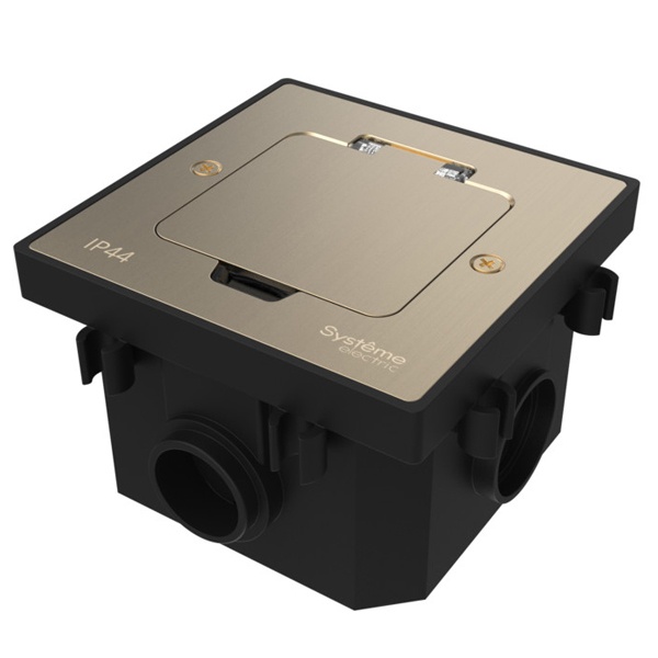 Лючок SE MultiDesk MDK20 на 2 модуля с монтажной коробкой в бетонный пол никель IP44