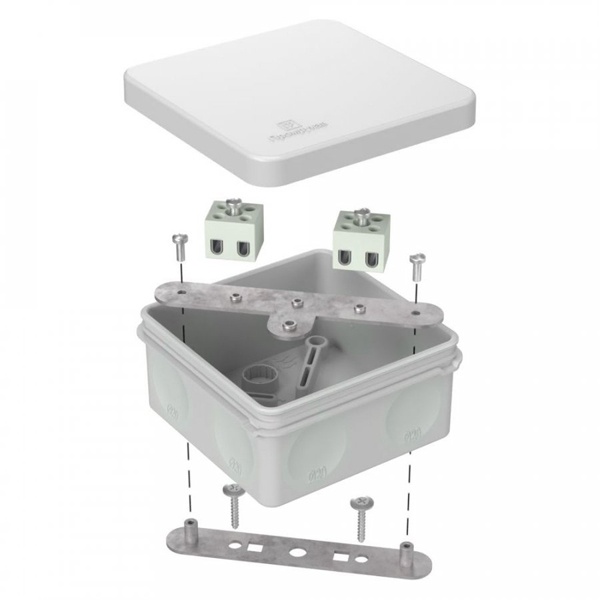 Коробка огнестойкая Промрукав для о/п двухкомпонентная 60-0210-FR2.5-4 Е15-Е120 RAL7035 80х80х40мм