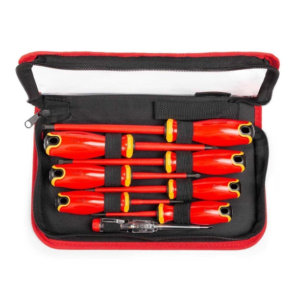 Набор диэлектрических отверток КВТ НИО-2208-S Профи для работ под напряжением до 1000 В 9 предметов