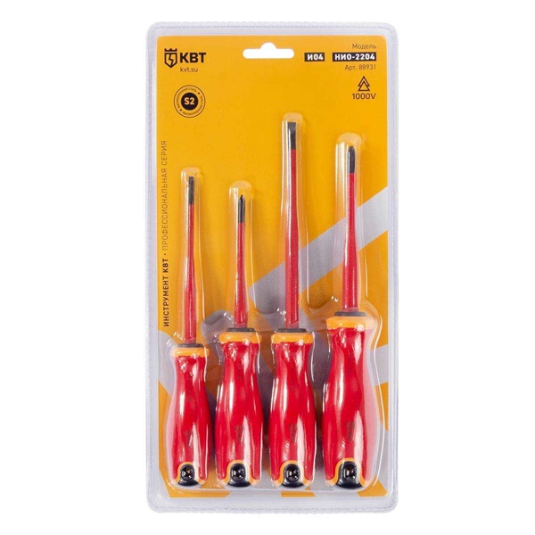 Набор КВТ диэлектрических отверток НИО-2204 Слим для работ под напряжением до 1000 В