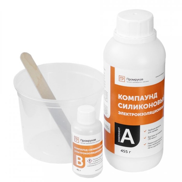 Компаунд Промрукав силиконовый электроизоляционный в бутылях (500г/уп)