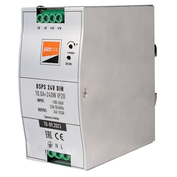 Блок питания с установкой на DIN-рейку JazzWay BSPS DIN 24В 10.0А 240Вт IP20 AL Pro