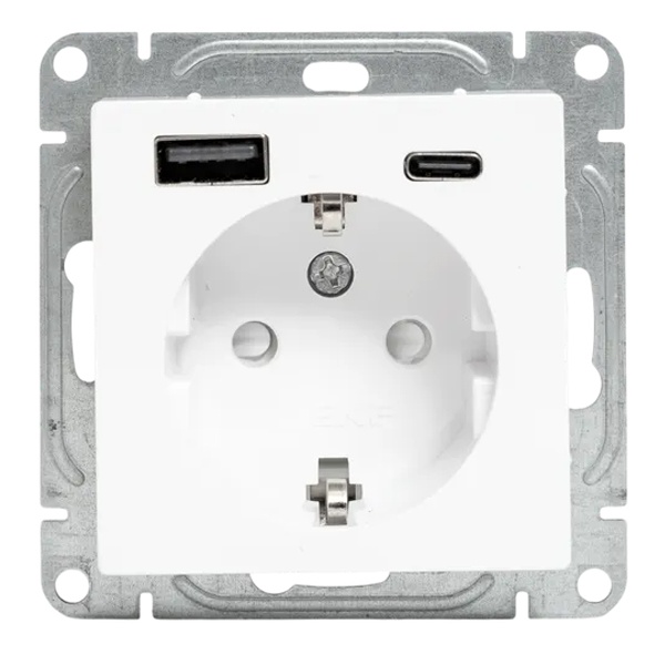 Механизм розетки EKF 2P+E 16А с USB-A+С со шторками Эпика белый