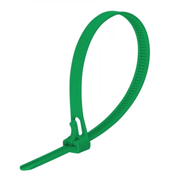 Хомут-стяжка многоразовая  Промрукав 300х7,5мм темно-зеленая [упаковка 50шт]