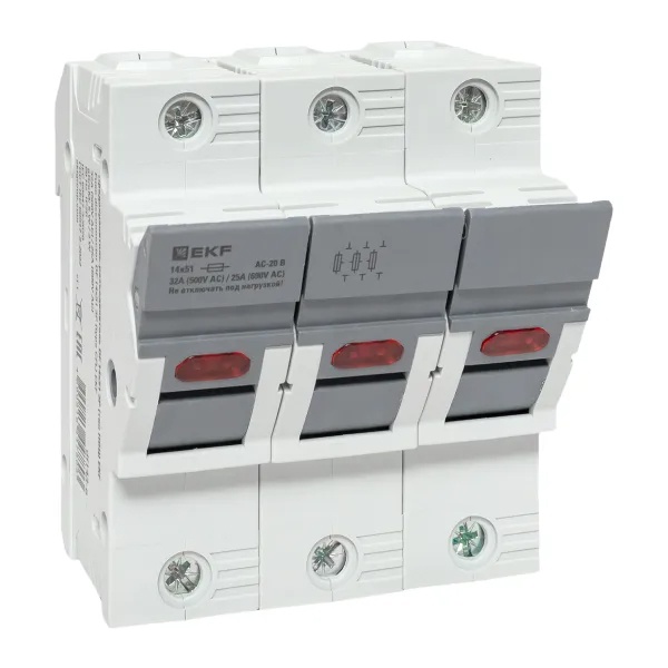 Предохранитель-разъединитель EKF DF 14х51 3П для плавких вставок типа ПВЦ с индикатором