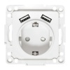 Механизм розетки EKF 2P+E 16А 2хUSB-А 2A с защитными шторками Стокгольм белый