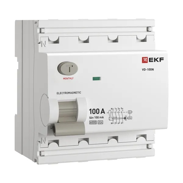 УЗО EKF PROxima ВД-100N 4П 100А 100мА тип A 6кА (электромеханическое) (ВДТ)