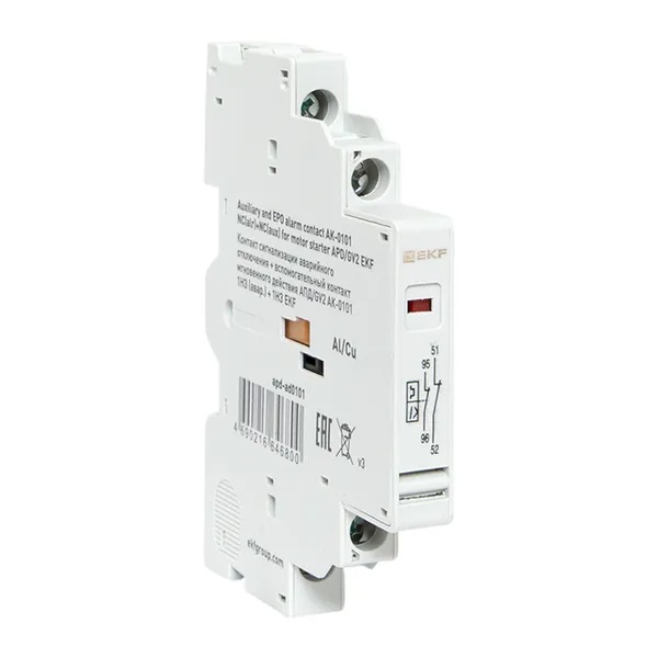 Контакт сигнализации аварийного отключения+контакт мгновенного действия EKF для АПД/GV2 (New) 2НЗ