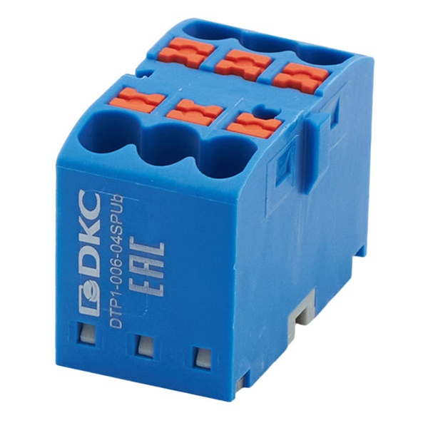 Блок распределительный DKC 6 точек подключения 2,5 мм2 зажим push-in синий