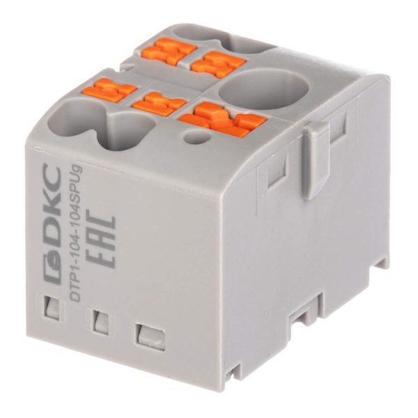 Блок распределительный DKC 1 ввод 6 мм2 4 точки подключения 2,5 мм2 зажим push-in серый