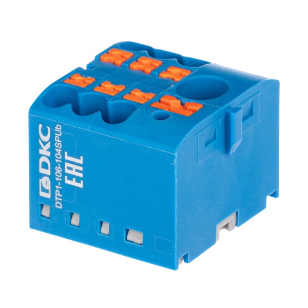 Блок распределительный DKC 1 ввод 6 мм2 6 точек подключения 2,5 мм2 зажим push-in синий
