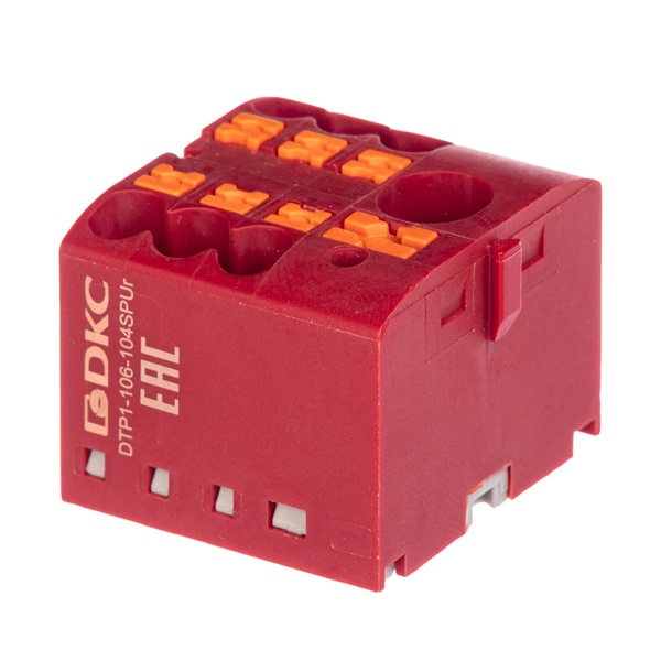 Блок распределительный DKC 1 ввод 6 мм2 6 точек подключения 2,5 мм2 зажим push-in красный