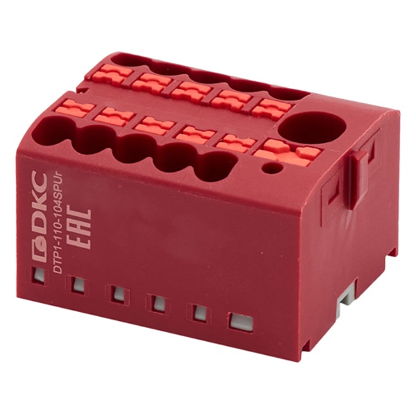 Блок распределительный DKC 1 ввод 6 мм2 10 точек подключения 2,5 мм2 зажим push-in красный
