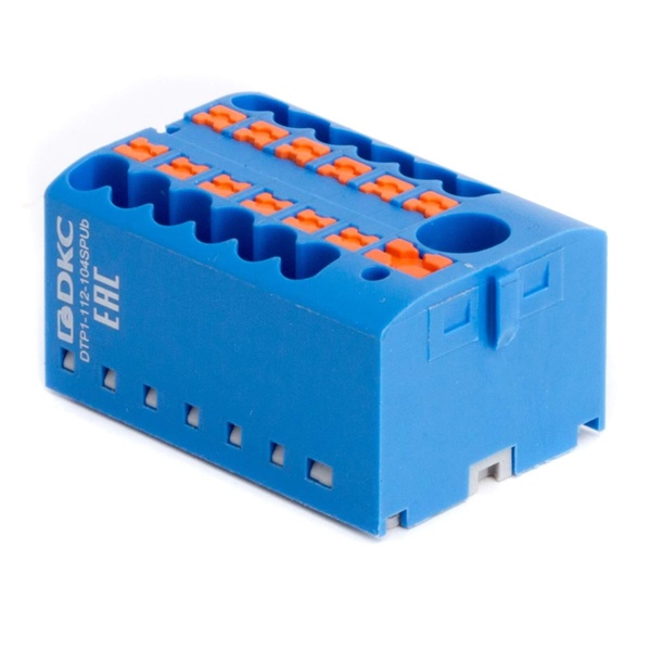 Блок распределительный DKC 1 ввод 6 мм2 12 точек подключения 2,5 мм2 зажим push-in синий