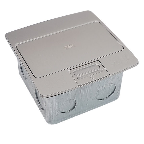 Лючок с откидной крышкой ИЭК PRIMER на 3 модуля IP42 нержавеющая сталь