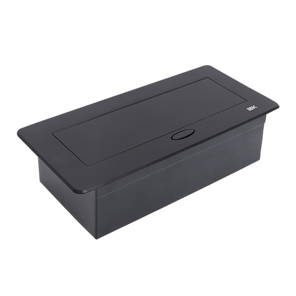 Блок розеточный ИЭК PRIMER с выдвижной крышкой на 6 модулей черный