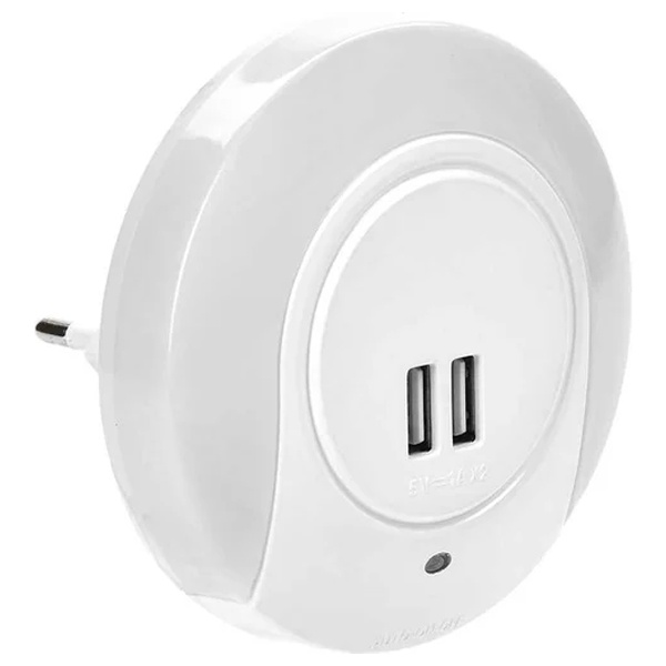 Светильник-ночник ИЭК 001 220В круг с USB разъемом и датчиком освещенности