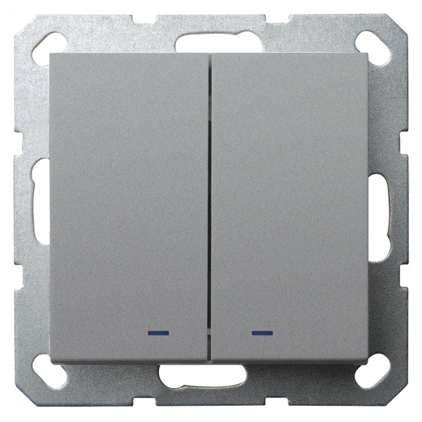 Выключатель двухклавишный c индикацией Jasmart G 10A, алюминий