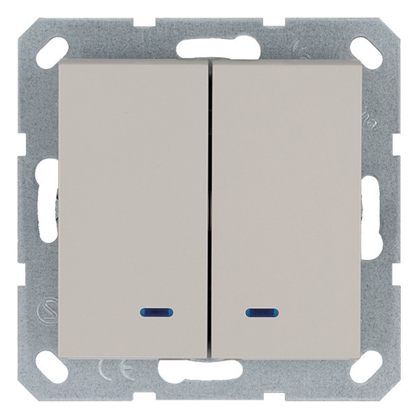 Выключатель двухклавишный c индикацией Jasmart G 10A, тауп