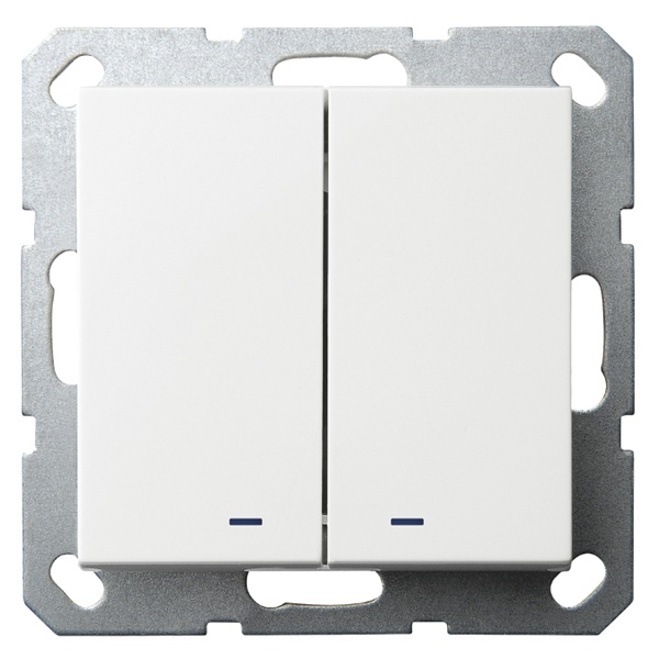 Выключатель двухклавишный c индикацией Jasmart G 10A, белый глянцевый