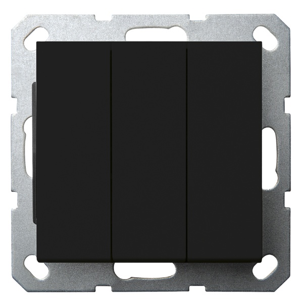 Выключатель трехклавишный Jasmart G 10A, черный матовый