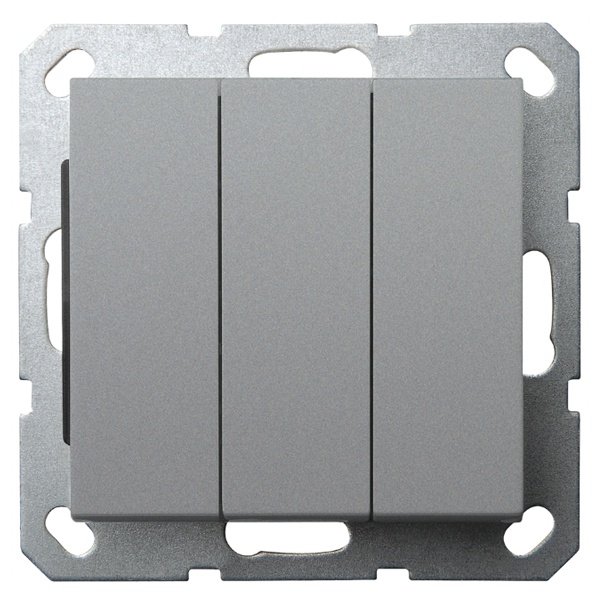 Выключатель трехклавишный Jasmart G 10A, алюминий