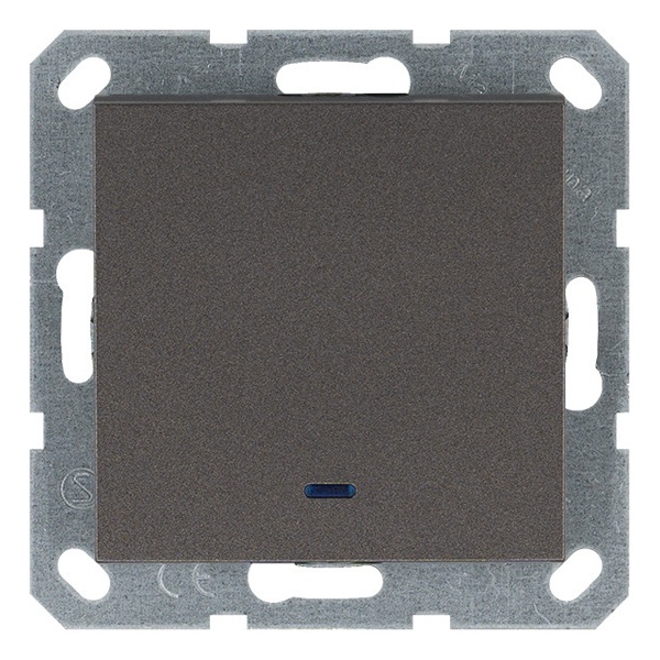 Выключатель одноклавишный проходной c индикацией Jasmart G 10A, мокко