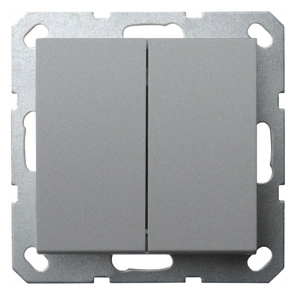 Выключатель двухклавишный проходной Jasmart G 10A, алюминий