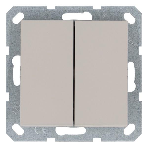 Выключатель двухклавишный проходной Jasmart G 10A, тауп