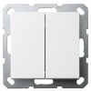 Выключатель двухклавишный проходной Jasmart G 10A, белый глянцевый