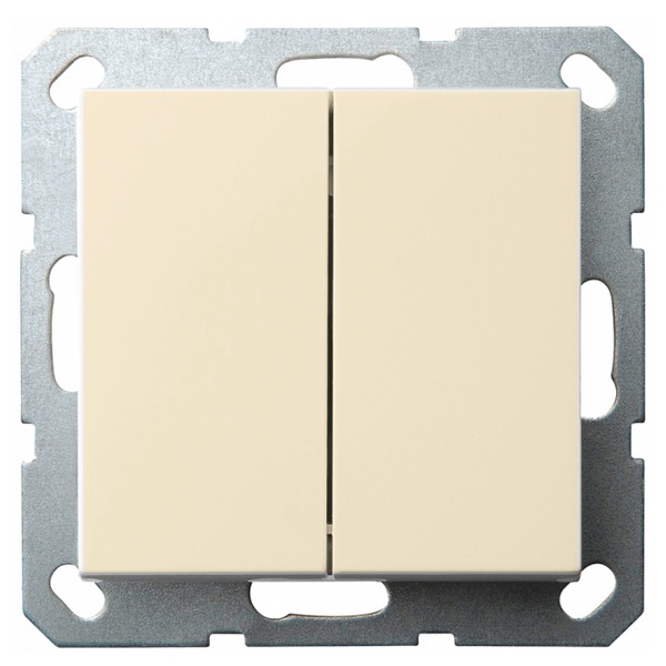Выключатель двухклавишный перекрестный Jasmart G 10A, шампань