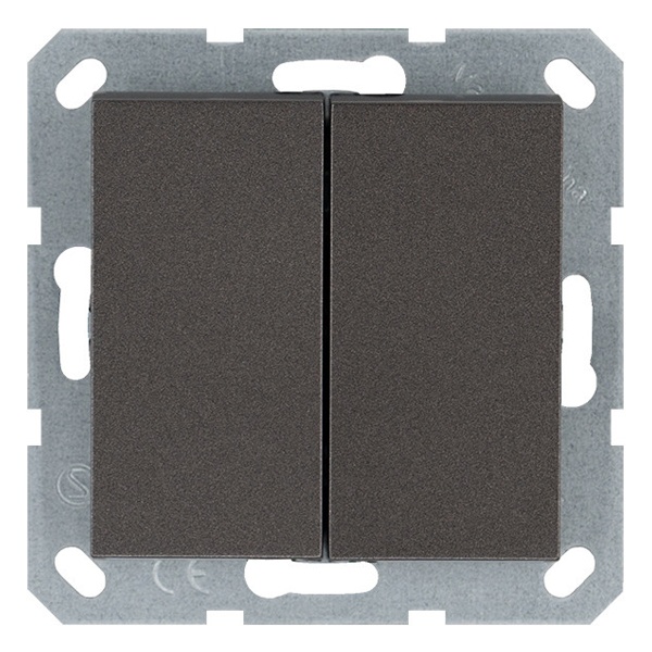 Выключатель двухклавишный перекрестный Jasmart G 10A, мокко