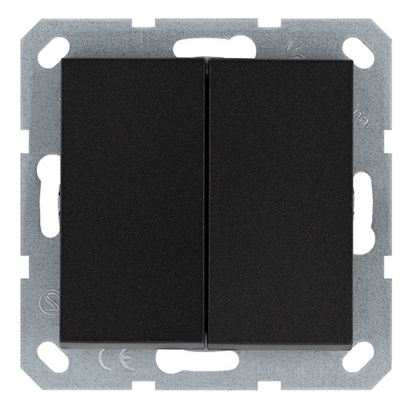 Двухклавишный кнопочный переключатель Jasmart G 10A, антрацит